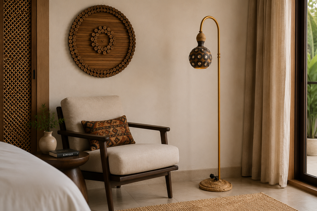 Arc Floor Lamp with Gourd Eyes