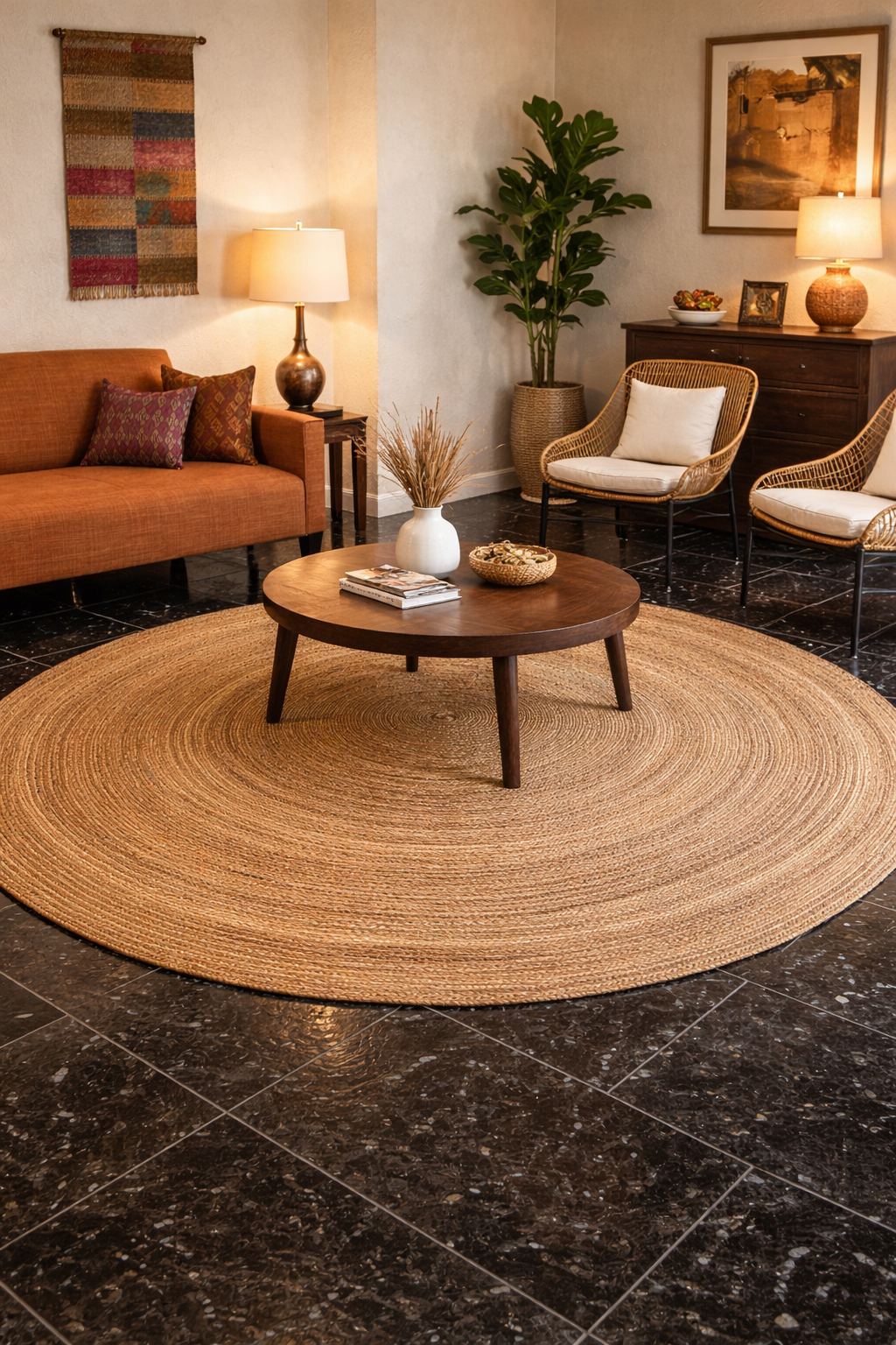 Banana Fiber Round Rug