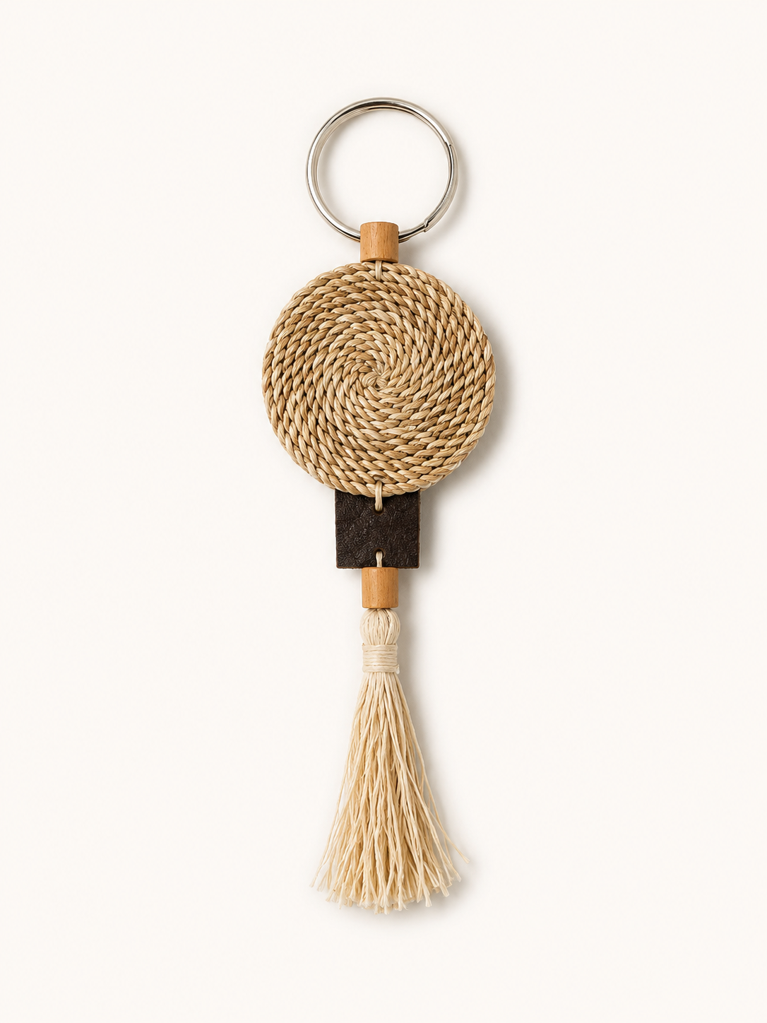Disc Keychain with Fish Twine Tassels