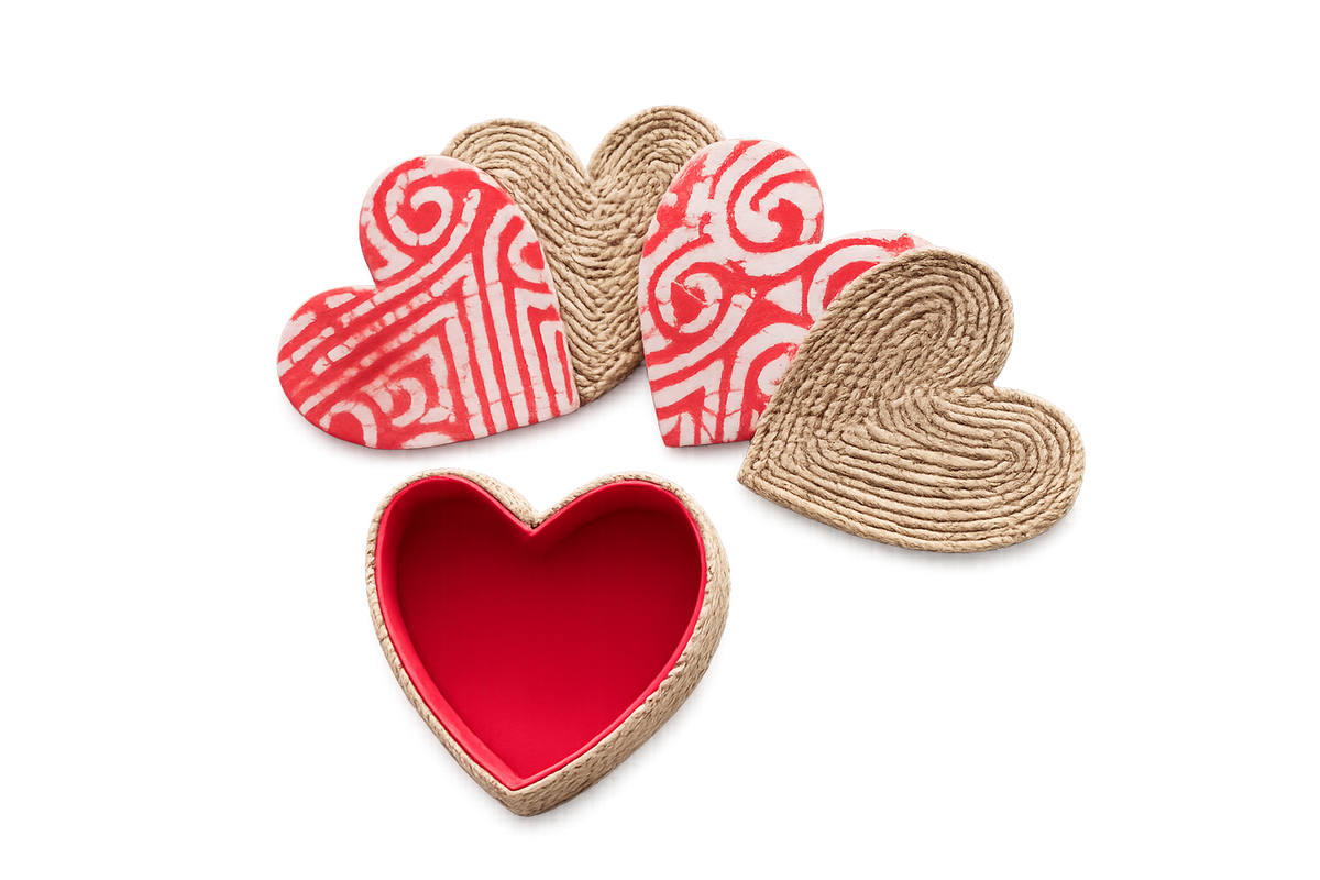 Heart Coasters with Caddy (Set of 4)