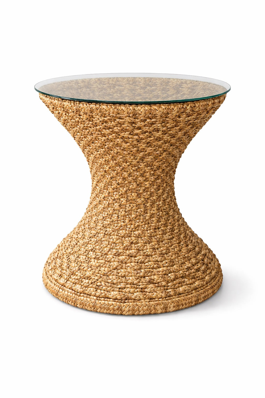 Hourglass Braided Water Hyacinth Table