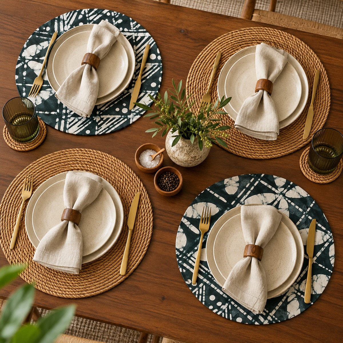 Water Hyacinth and Batik Placemats (Set of 4)