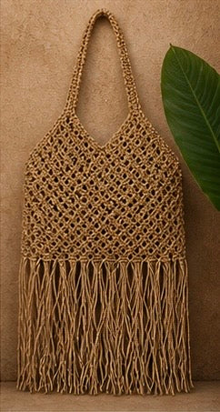 Knotted Tote Bag with Long Fringes