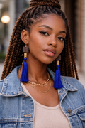 Fish Twine and Coconut Tasseled Earrings